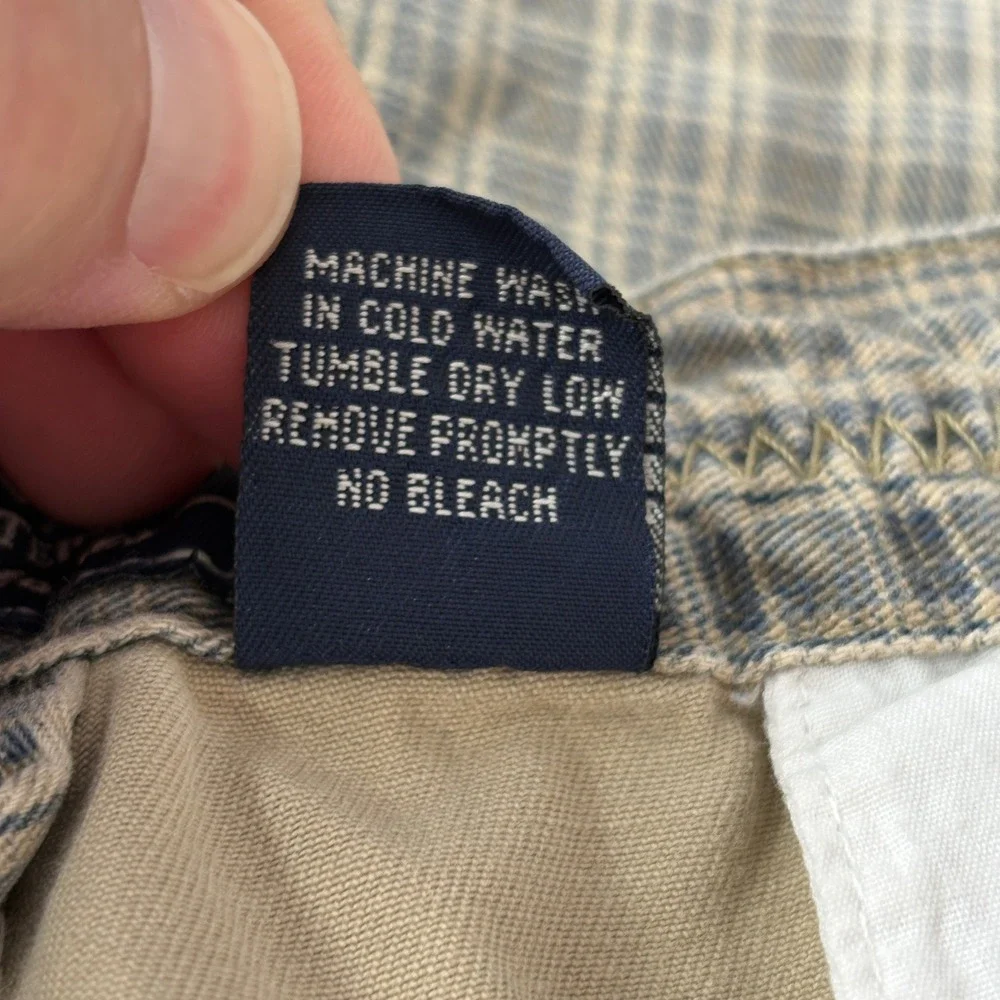 Vintge American Eagle Mens Plaid Shorts Sz33 Khaki Drawstring Cotton Durable